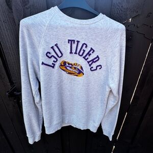 Captivating LSU TIgers sweatshirt crew neck pale gray unisex size small